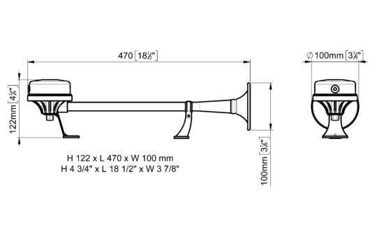 MARCO IP65 EM1 12V STAINLESS STEEL HORN LONG - Image 2