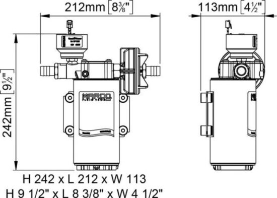 MARCO UP12/E 36L/M 24V WATER PRESSURE PUMP 3.5BAR - Image 2