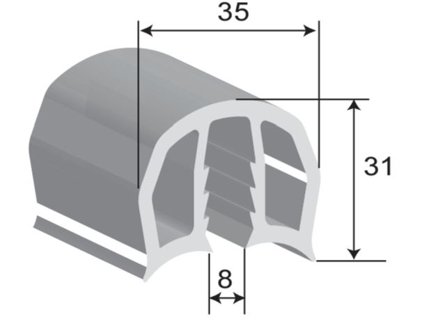 35MM GUNWALE RUBBER BLACK 22.5MTR