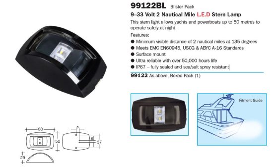 NARVA 9-33V 2NM LED STERN LAMP