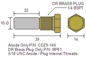 ONAN MARINE GENERATOR ZINC ALLOY COMBO ANODE