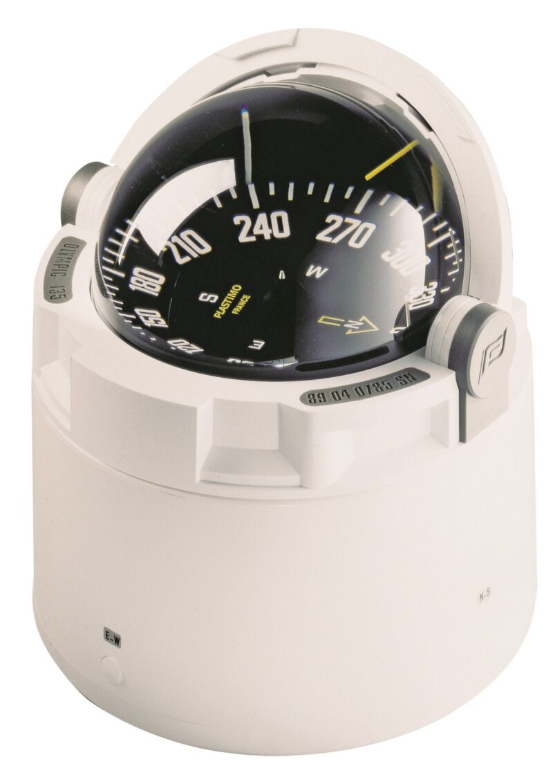 PLASTIMO COMPASS OLYMPIC135 BINNACLE MOUNT WHITE/BLACK CARD
