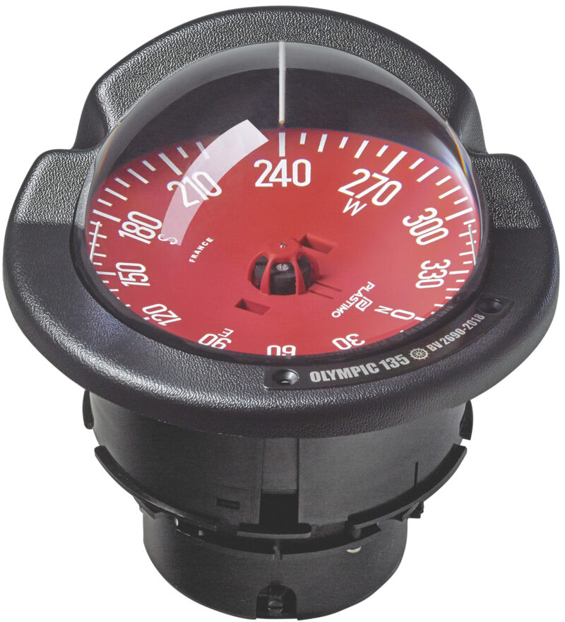 PLASTIMO COMPASS OLYMPIC135 FLUSH MNT BLACK/RED CARD