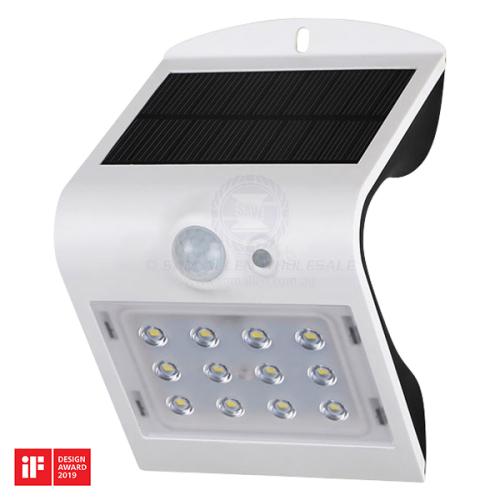 LED WALL LIGHT WHITE SMART SOLAR WITH SENSOR 200LM