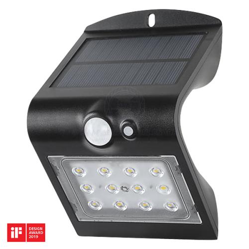 LED WALL LIGHT BLACK SMART SOLAR WITH SENSOR 200LM