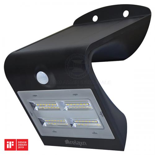 RELAXN LED WALL LIGHT BLK SMART SOLAR WITH SENSOR 400LM