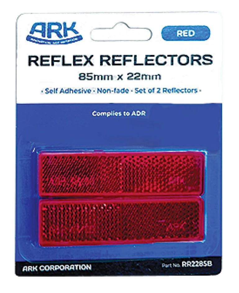 ARK RED REFLECTOR 22X85MM PAIR - BLISTER PACK
