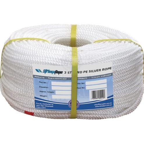 SILVER PE ROPE 12MM PER METER (250M)