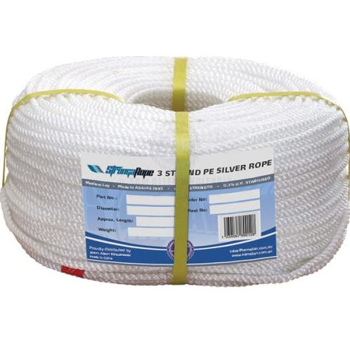 SILVER PE ROPE 20MM PER METER (250)
