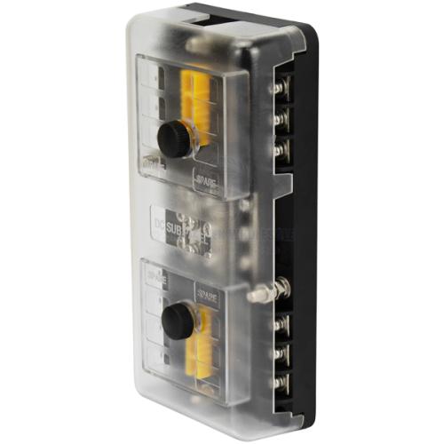 FUSE BLOCK RELAXN DUAL 6 GANG PER BANK INC NEG BUSS BAR