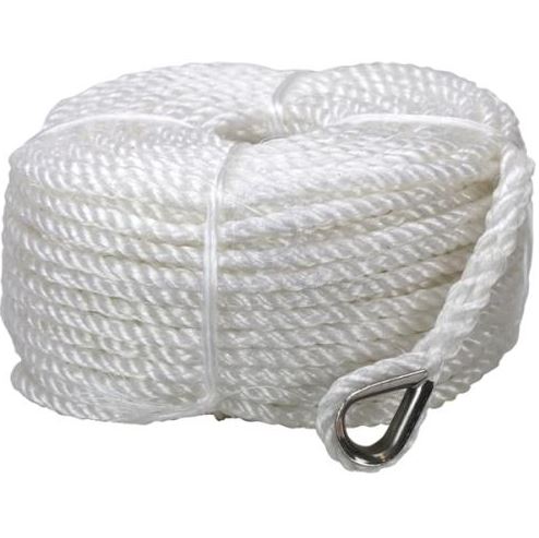 ANCHOR ROPE SILVER 10MM X 100M S/S THIMBLE
