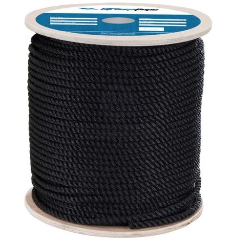 ROPE BLACK POLYESTER 24MM 3 STRAND PER METER