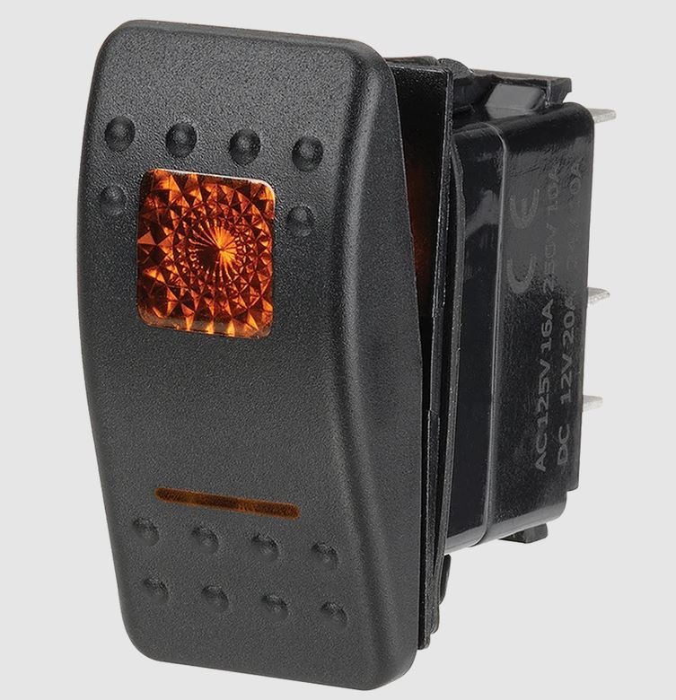 SW RK OFF/MOM ON-12V GLOBE- GREEN