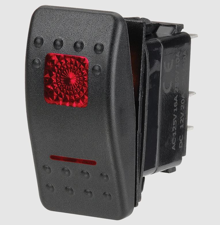 NARVA ROCKER SWITCH OFF/ON-12V GLOBE - RED