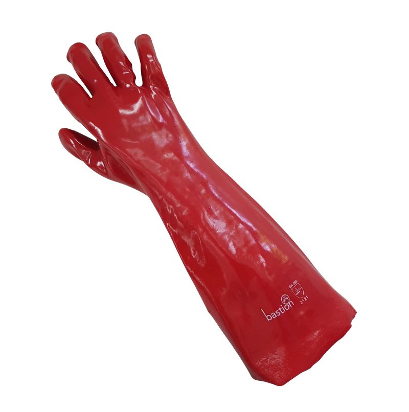 PVC GLOVES 45CM RED COTTON LINED XL (72)