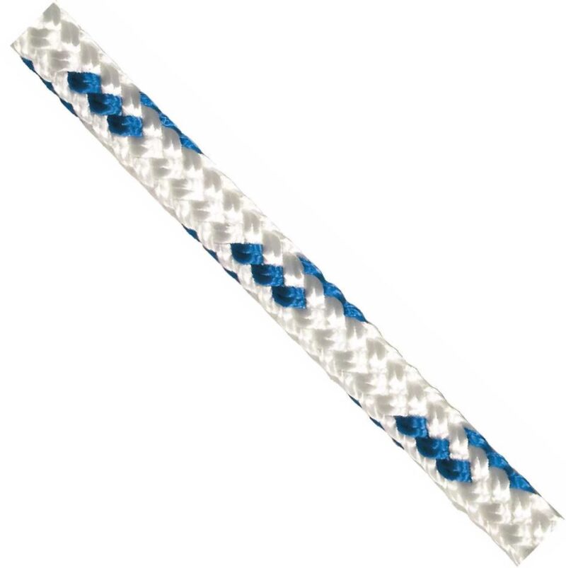 BOWLINE BRAID 6MM WHITE / BLUE FLECK PER MTR