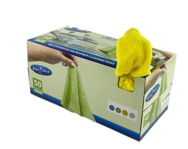 BOX OF MICRORAGS 30X30CM EDGELESS - 50PK YELLOW (8)