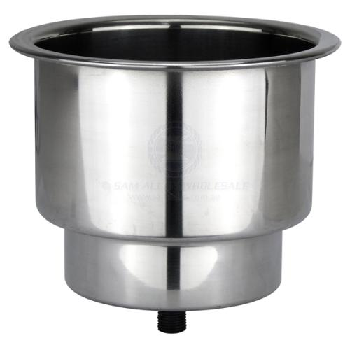 DRINK HOLDER RECESSED STEPPED SS INCLUDES DRAIN
