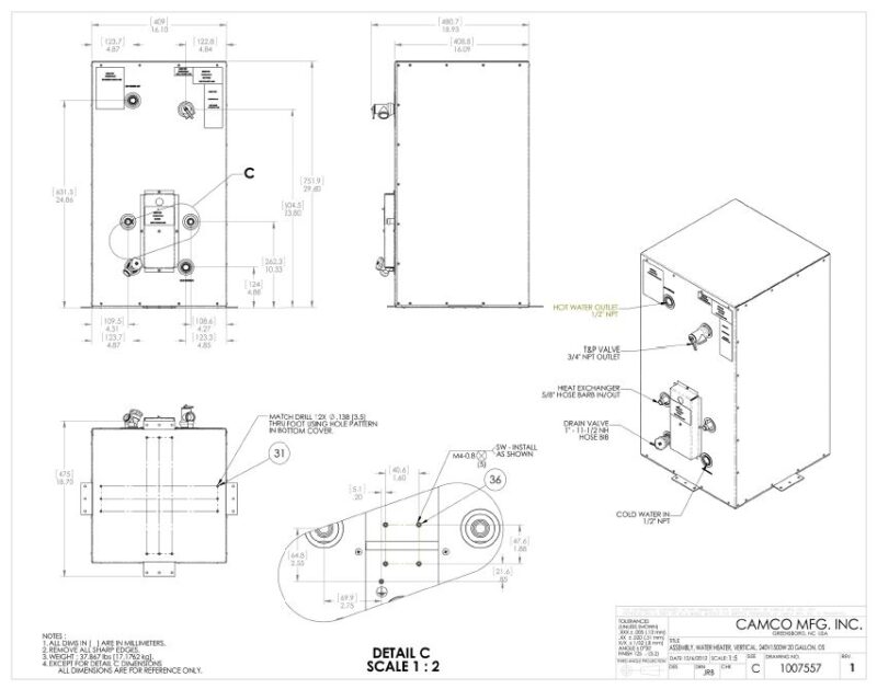 KUUMA 75L 20 GAL VERTICAL 240V CROSS MOUNT 41810 - Image 2