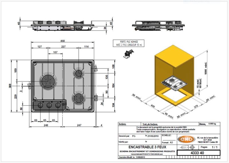 ENO MASTER3 COOKTOP 3 BURNER HOB 433341 - Image 2