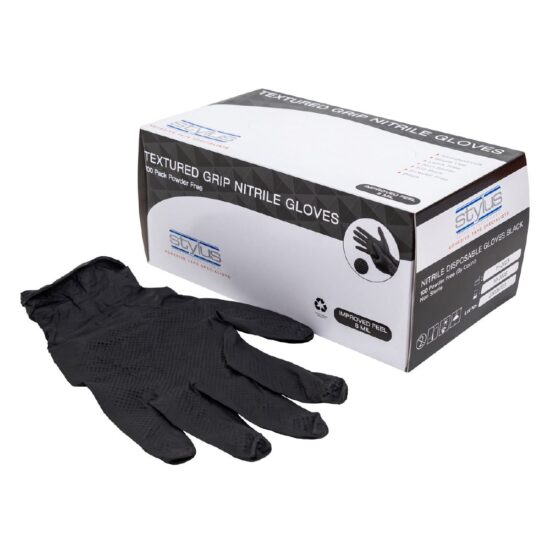 STYLUS BLACK NITRILE GLOVES 8MM XXL (10)