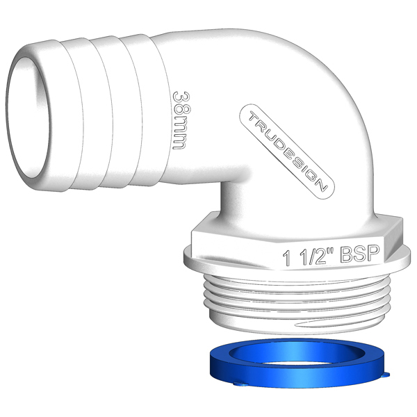 TRU-DESIGN AQUAVALVE HOSE TAIL 90° 38MM