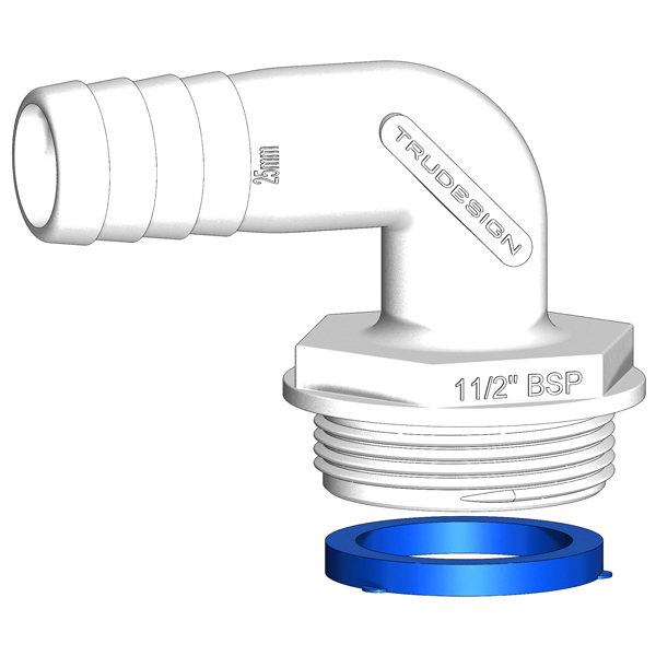 TRU-DESIGN AQUAVALVE HOSE TAIL 90° 25MM