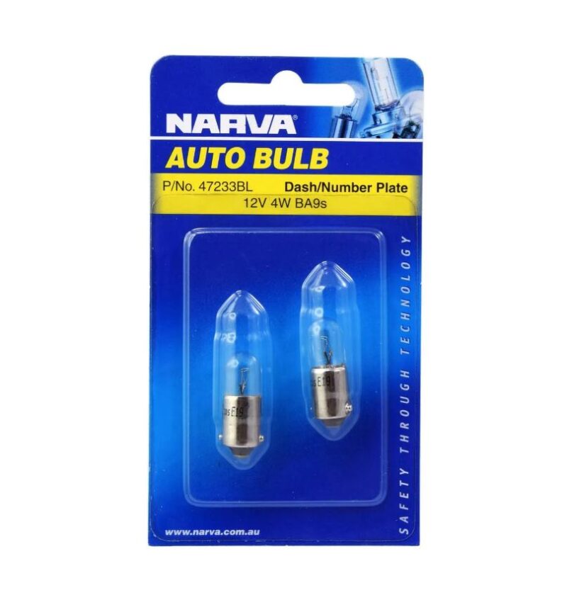 NARVA 12V 4W BA9S BULB BL PK 2