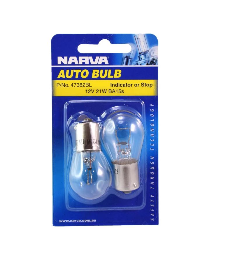 NARVA BULB 12V 21W BA15S BULB BL PK 2