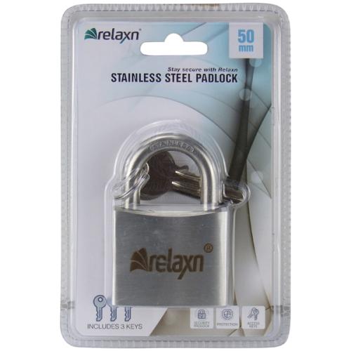 PADLOCK RELAXN 99% SS 50MM STD HASP