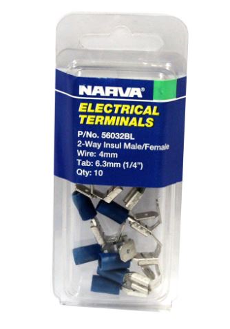 2-WAY INS. CONNECTOR BLUE 6.3MM