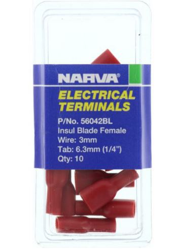 FEM BLADE TERM F/INS RED 6.3MM