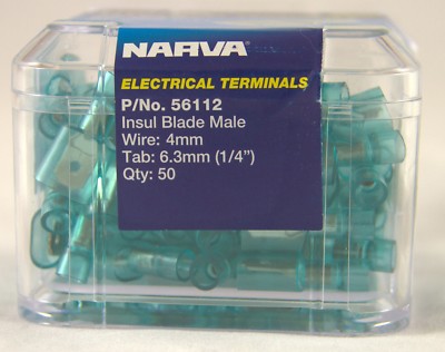 MALE BLADE INS BLUE 6.3MM (50)