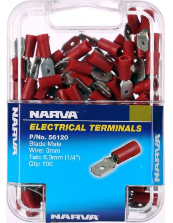 MALE BLADE (RED) 6.3MM (100)