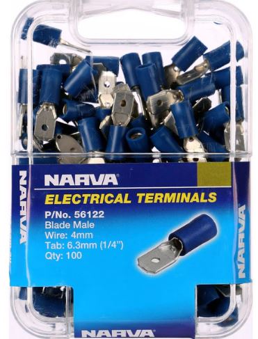 MALE BLADE (BLUE) 6.3MM (100)