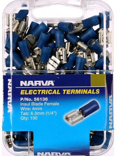 FEMALE BLADE BLUE 6.3MM (100)