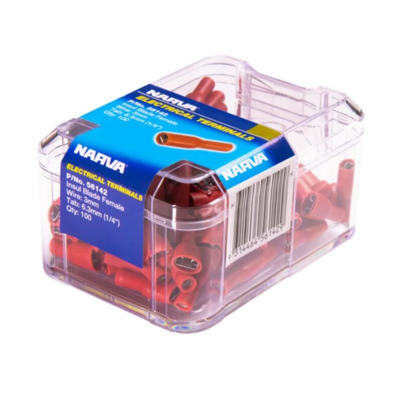 FEM BLADE F/INS RED 6.3MM (100)