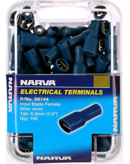 FEM BLADE F/INS BLUE 6.3MM (100)