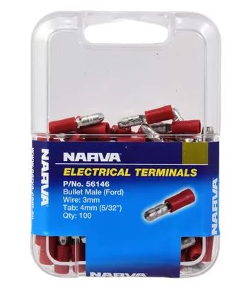 MALE BULLET RED 4MM (100)