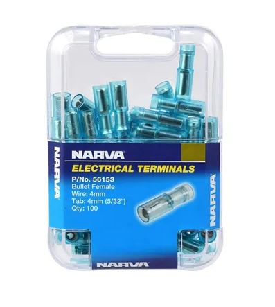 FEMALE BULLET BLUE POLY 5MM (100)