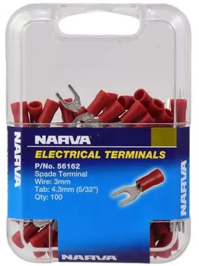 SPADE TERMINAL RED 4.3MM (100)