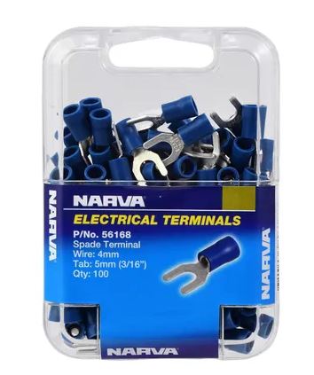 SPADE TERMINAL BLUE 5MM (100)