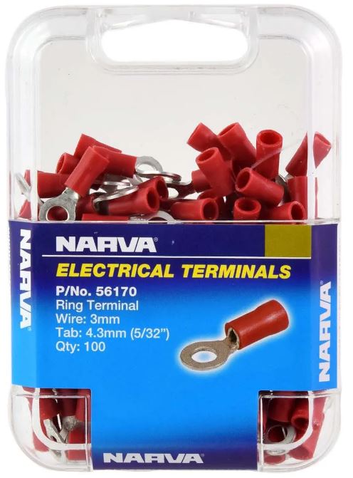 RING TERMINAL RED 4.3MM (100)