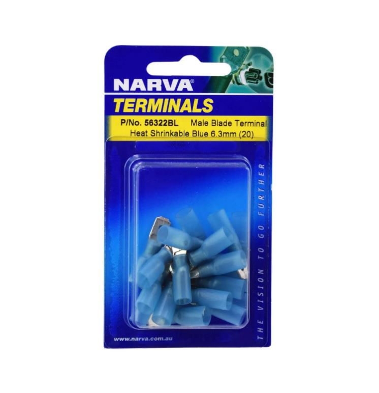 6.3 X 0.8MM ADHESIVE LINED MALE BLADE TERMINAL BLUE