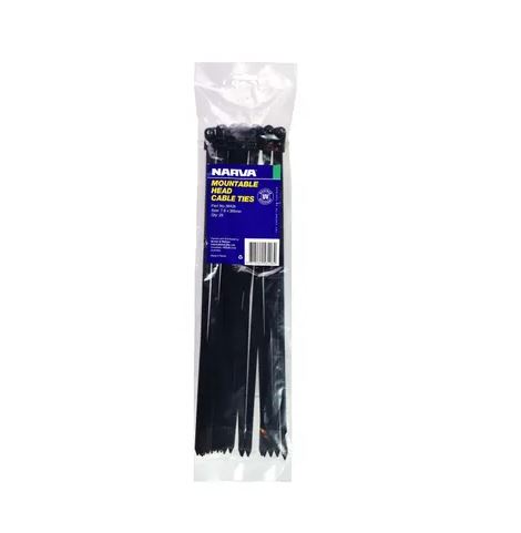 NARVA MOUNTABLE HEAD CABLE TIE 7.6 x 385 15 25PK