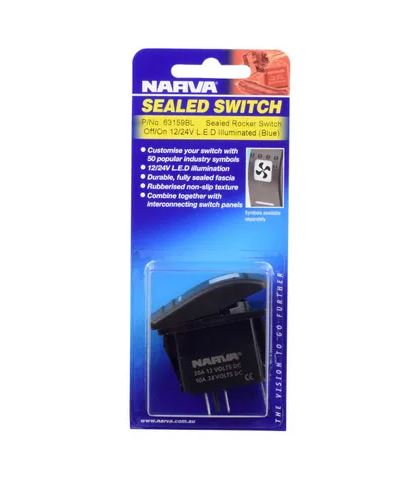 NARVA SW RK OFF/ON - BLUE 12/24V LED