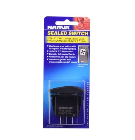 NARVA SW RK MOM ON/OFF/MOM ON BLUE