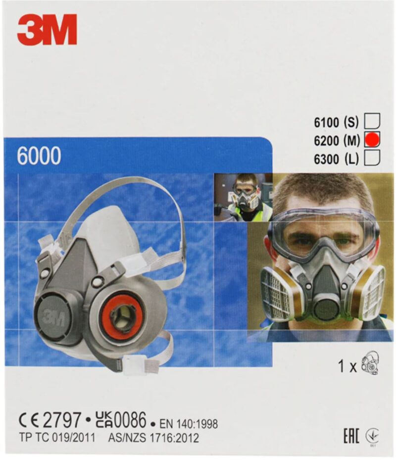3M 6200 HALF FACE RESPIRATOR SILICONE MEDIUM