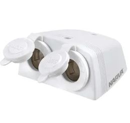 NARVA TWIN ACC SOCKET S/MOUNT WHITE