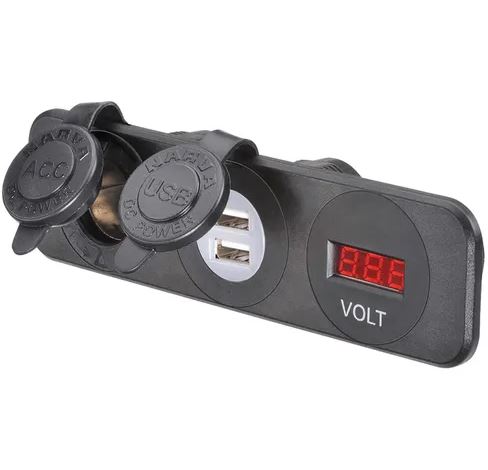 NARVA ACC/DUAL USB/VOLT TRIPLE FLUSH MNT